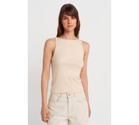 Dilvin Women's Ribbed Halterneck Slim-Fit Blouse in Beige | Size: Small Dilvin Beige S