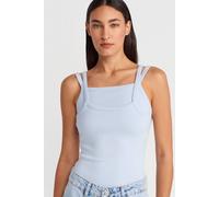 Dilvin Women's Ribbed Sleeveless Square-neck Blouse in Baby Blue | Size: Small Dilvin Baby Blue S