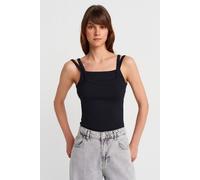 Dilvin Women's Ribbed Sleeveless Square-neck Blouse in Black | Size: Small Dilvin Black S