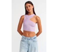 Dilvin Women's Seamless Asymmetrical Crop Knit Top in Lilac Dilvin Lilac One Size