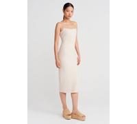 Dilvin Women's Sleeveless Bodycon Midi Dress With Cut-Out Detail in Cream | Size: Medium Dilvin Cream M