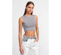 Dilvin Women's Sleeveless Crop Top In Cotton Jersey in Grey | Size: Small Dilvin Grey S