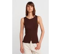 Dilvin Women's Sleeveless Ribbed Button Cardigan in Brown Dilvin Brown One Size