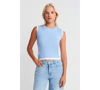 Dilvin Women's Sleeveless Ribbed Knit Shell Top in Baby Blue Dilvin Baby Blue One Size