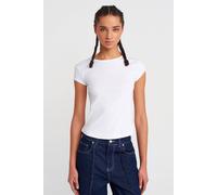 Dilvin Women's Slim Fit Cotton Crew Neck T-Shirt in White | Size: Small Dilvin White S