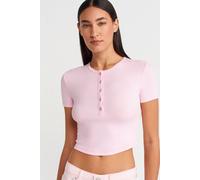 Dilvin Women's Slim Fit Crop Blouse With Buttons in Baby Pink | Size: Small Dilvin Baby Pink S