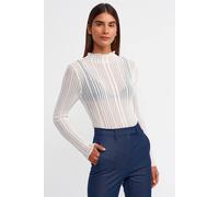 Dilvin Women's Slim Fit Ribbed Half-Turtleneck Sweater in White Dilvin White One Size
