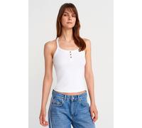 Dilvin Women's Slim Fit Ribbed Knit Cami Blouse in White | Size: Small Dilvin White S