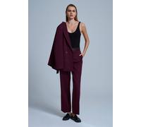 Dilvin Women's Striped Straight-leg Tailored Trousers in Burgundy | Size: Medium Dilvin Burgundy M