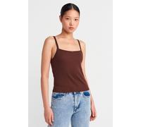 Dilvin Women's Textured Cotton Modal Cami Blouse in Brown | Size: Large Dilvin Brown L