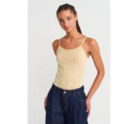 Dilvin Women's Textured Crop Cami Blouse With Bow Detail in Lemon Dilvin Lemon One Size