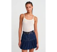 Dilvin Women's Textured Crop Cami Blouse With Bow Detail in White Dilvin White One Size