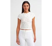 Dilvin Women's Textured Crop T-Shirt With Cut-Out Detail in White | Size: Small Dilvin White S