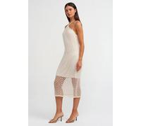 Dilvin Women's Textured Halter Midi Dress With Cut-Out in Cream Dilvin Cream One Size