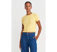 Dilvin Women's Textured Ribbed Crop Blouse in Lemon Dilvin Lemon One Size