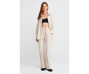 Dilvin Women's Wide-Leg Jersey Trousers in Ecru | Size: Small Dilvin Ecru S