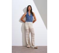 Dilvin Womens Women’s High-Waist Wide-Leg Striped Knit Pants - Multicolour
