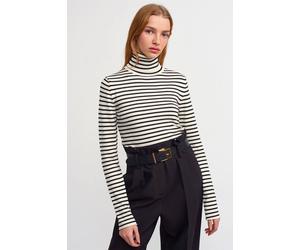 Dilvin Women's Women's Striped Ribbed Turtleneck Sweater Dilvin Multicolor One Size