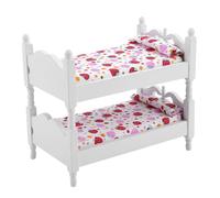 Dilwe 1:12 Dollhouse Bunk Bed, 13.7 X 8.1 X 12cm, Mini Furniture Kids Bedroom Model Bunk Bed Toy Pink StrawberryThe Doll House (Type 2)