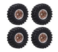 Dilwe 1/24 Scale Wheel Hub Tire 1/24 Scale Crawler Wheel Set/RC Car Tires - Aluminum Alloy Hubs Rubber for Climbing Car with Wrench Screws Accessories (Bronze)