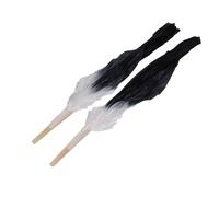 Dilwe 1.5m Soft Classical Dance Fan for Belly Dance Performance Learning, 1 Pair Beautiful Long Dancing Fan, 16 Bone Design for More Space, Cloth Material, .5m Length (Gray and Black)
