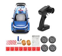 Dilwe 2.4GHz 1:24 Scale 4 W D RC Drift Car, Interchangeable Tires and LED Lights, High Speed Racing Model Up to 20km H (Blue)