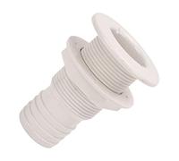 Dilwe 2in Thru Hull Fitting Polypropylene Through Hull Fitting Straight Drain Connector 50mm Inner Beam Mount UV and Saltwater Resistant for Boats Yachts RVs Campers Trucks