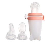 Dilwe 3 in 1 Baby Feeding Bottle, 5.3 X 13.2 Cm, 2 Colors, 3pcs Soft Nipple Portable Elastic Silicone Teething Feeding Bottle (Green (Light Orange)
