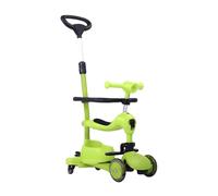 Dilwe 3 in 1 Toddler Tricycle, Anti-Tip Standing Ride On Scooter with Rotating Push Handle, LED Handlebars, Safety Guardrail, Removable Footrest, for Boys Girls (Green)