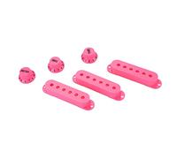 Dilwe 3Pcs Plastic Single Coil Pickup Covers, 48mm 50mm 52mm Replacement Covers with Volume Tone Knobs and Switch Cover for Electric Guitar (Pink)