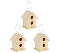 Dilwe 3Pcs Wooden Birdhouse Nesting Cage for Garden Decoration, Durable Platane Wood, Unique Mini Design, Suitable for Outdoor Spaces