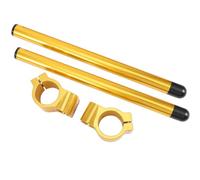 Dilwe 43mm Motorcycle Clip On Handlebar Aluminum Separate Handle Set Black Universal Replacement for Riders and Street Bike Use Easy Install Resistant Original Fit (Gold)