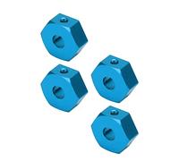 Dilwe 4pcs 1/10 RC Wheel Hex Hubs Nut, 14mm Aluminum Alloy Wheel Hex Drive Hub with Set Screws and Wrench, for AMMRA Big Rock Typhon Senton Granite (Blue)