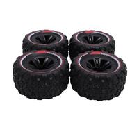 Dilwe 4PCS RC Wheel Tires, Original Hex Hub Wheel Rims with Unique Surface Texture for Enhanced Grip, Non Slip Rubber Tires for 1/14 1/16 RC Off Road Crawler Racing Cars (Black)