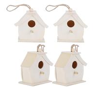 Dilwe 4Pcs Wooden Bird House Ornaments for Outdoor Garden Decor, Unique Design for Birds, Durable Platane Wood, Size 2.8x1.6x2.8in