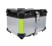 Dilwe 50L Motorcycle Top Case Aluminum Alloy Motorcycle Tail Box with Security Lock Arrow Storage Case Bottom Plate Reflective Sticker for Riders Commuting Travel Helmet Storage (Silver)