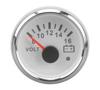 Dilwe 52mm Boat Voltmeter ABS Stainless Steel Boat Voltage Gauge DC9 to 32V Pointer Meter with Colorful Backlight Fast Response Clear Display for RV Yacht Fishing (White Plate Silver Cover)