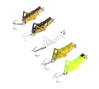 Dilwe 5pcs 4cm Fishing Lures, Artificial Grasshopper Hard Bait #2 ABS Material Lifelike Treble Hooks Top Water Fishing For Smallmouth Fish (Selling five)