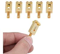 Dilwe 6 Pcs Metal Guitar Bridge Saddles, Version Solid Tremolo Saddles Electric Guitar Replacement Parts Bridge with Wrench (Black (Gold)
