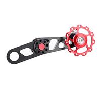 Dilwe Aluminium Bike Chain Tensioner, Single Speed Adjuster, Black & Red, 63g, Folding Bike 11T/13T Derailleur