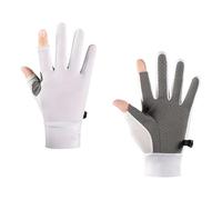 Dilwe Bike Gloves Cycling Gloves Fingerless Half Finger Design Anti Skid Texture & Sunscreen Function 2 Finger Out for Touchscreen Use with Breathable Quick Drying Ice Silk (White)