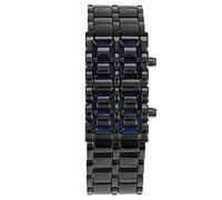 Dilwe Bracelet Watch Stainless Steel LED Bracelet Watch Digital Rectangle Dial Blue or Red Light Hidden Time Display for Boys Girls Students Couples Night Use (Black Belt Blue Light)