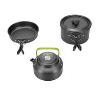 Dilwe Camping Cookware Set with Aluminum Mess Kit, 1.8L Pot and 0.8L | Anodized Aluminum Construction, Compact Storage Bag, Ergonomic Nonslip Handle on Kettle, Spout for Easy Pouring