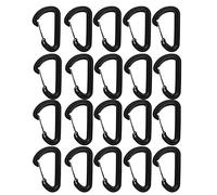 Dilwe Carabiner Locking, 20Pcs Plastic D Shape Locking Carabiner Quick Link Keychain for Outdoor Sports Fishing Hiking Climbing,Black