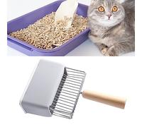 Dilwe Cat Litter Scoop Durable Metal Scooper with Deep Shovel for Efficient Cleaning for Cat Lovers (Gray)