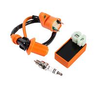 Dilwe CDI Ignition Coil Spark Plug, Racing Performance 6 Pin CDI Box, Ignition Coil, Spark Plug for Gy6 50 CC, 125 CC, 150 CC, ATV Scooter Engine, Moped Dirt Bike, Go Kart