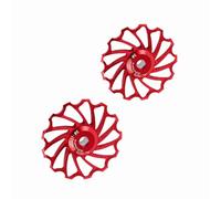 Dilwe Ceramic Pulley Durable Alloy Bicycle Rear Wheel, 2Pcs RedSilverBlue 11T/13T for 7/8/9/10 Speed Cyclists (13T)