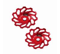 Dilwe Ceramic Pulley Durable Alloy Bicycle Rear Wheel, 2Pcs RedSilverBlue 11T/13T for 7/8/9/10 Speed Cyclists (11T)