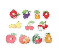 Dilwe Cognitive Puzzle Toy, Wooden Number Animal Fruit Cognitive Knob Puzzles Educational Learning Toy with Hand Grip for Toddlers (A3016 (Fruit (A3016 (Fruit))