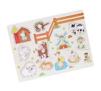 Dilwe Cognitive Puzzle Toy, Wooden Number Animal Fruit Cognitive Knob Puzzles Educational Learning Toy with Hand Grip for Toddlers (A3016 (Fruit (A3006 (animal))